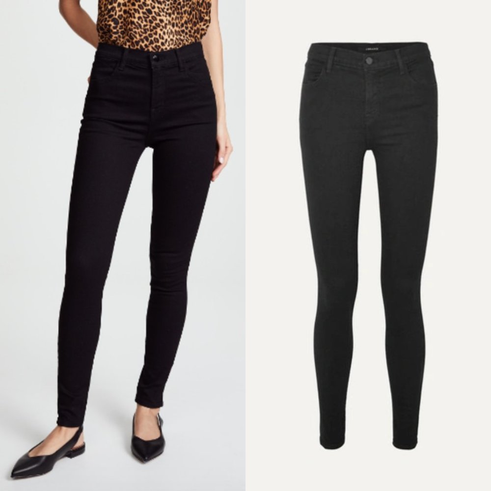 J BRAND Women's sz 27 Black Wash Maria High Waist Denim Skinny Jeans Full Length